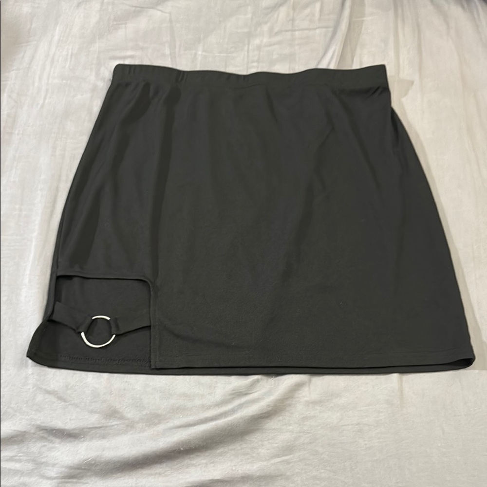 Black Asymmetrical Mini Pencil Skirt